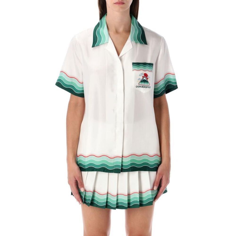 CASABLANCA Printed Short Sleeve Shirt Women WHITE MOUNTAIN Shirts